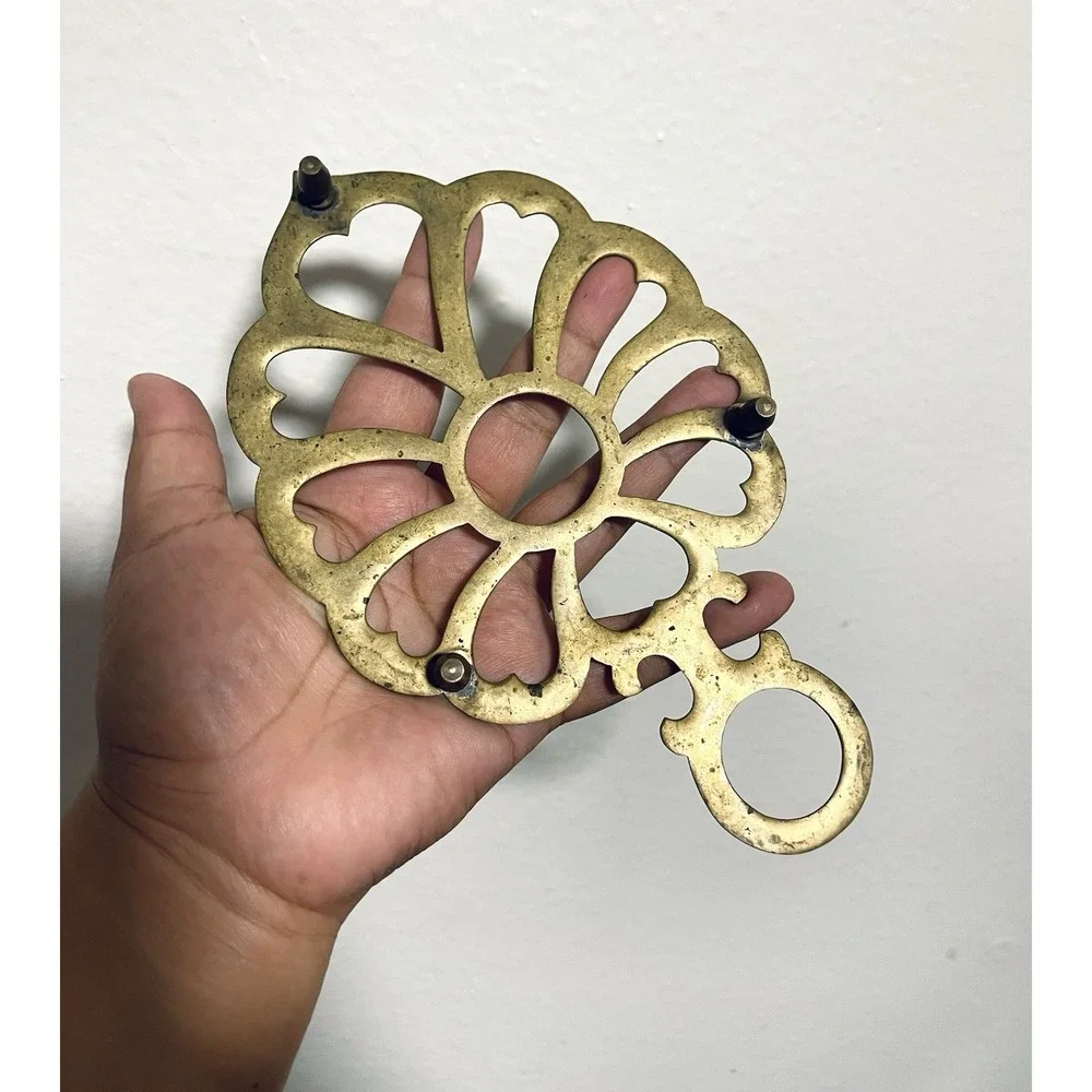 Vintage Brass Leaf Trivet Pot Holder Wall Decor 5X3 See All Pictures